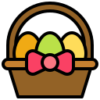 brown basket with 3 easter eggs