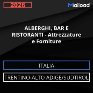 Base de datos de correo electrónico HOTELES , BARES Y RESTAURANTES – Equipos Y Suministros ( Trentino-Alto Adige/Sudtirol - Italia)