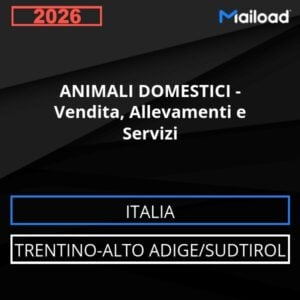 Base de datos de correo electrónico ANIMALES DOMÉSTICOS - Venta, Criaderos Y Servicios ( Trentino-Alto Adige/Sudtirol - Italia)