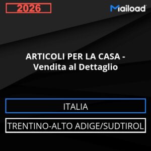 Base de datos de correo electrónico ARTÍCULOS PARA EL HOGAR – Venta al Detalle ( Trentino-Alto Adige/Sudtirol - Italia)