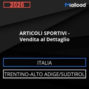Base de datos de correo electrónico ARTÍCULOS DEPORTIVOS – Venta al Detalle ( Trentino-Alto Adige/Sudtirol - Italia)