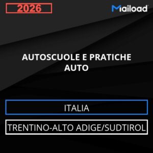 Base de datos de correo electrónico AUTOESCUELAS Y TRÁMITES DE VEHÍCULOS ( Trentino-Alto Adige/Sudtirol - Italia)