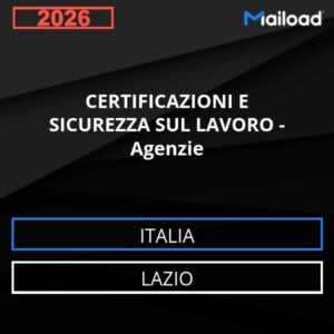 Base de datos de correo electrónico CERTIFICACIONES Y SEGURIDAD LABORAL – Agencias ( Lazio - Italia)