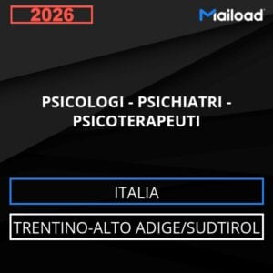 Database Email PSICOLOGI – PSICHIATRI – PSICOTERAPEUTI (Trentino-Alto Adige/Sudtirol – Italia)