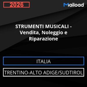 Database Email STRUMENTI MUSICALI – Vendita, Noleggio e Riparazione (Trentino-Alto Adige/Sudtirol – Italia)