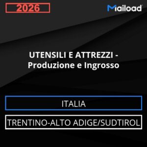 Database Email UTENSILI E ATTREZZI – Produzione e Ingrosso (Trentino-Alto Adige/Sudtirol – Italia)